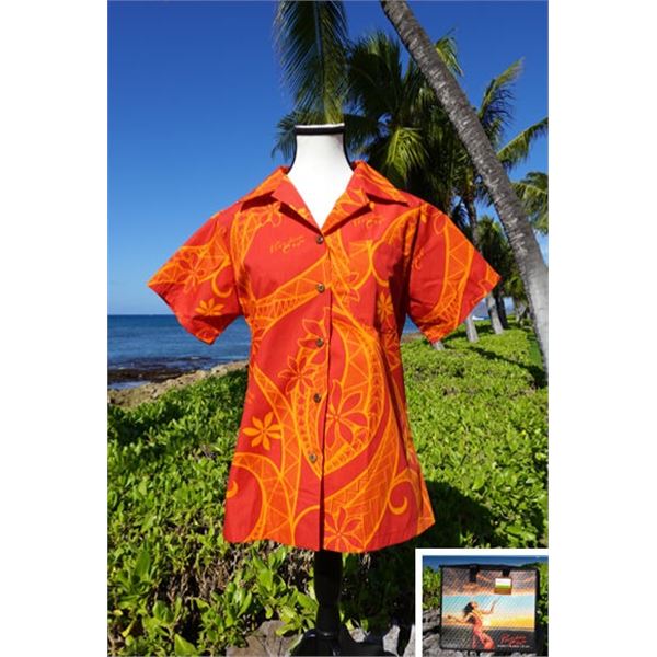 Qty 8 NEW Women's Red Aloha Shirts, Size 4XL w/ Paradise Cove Hot/Cold Bag