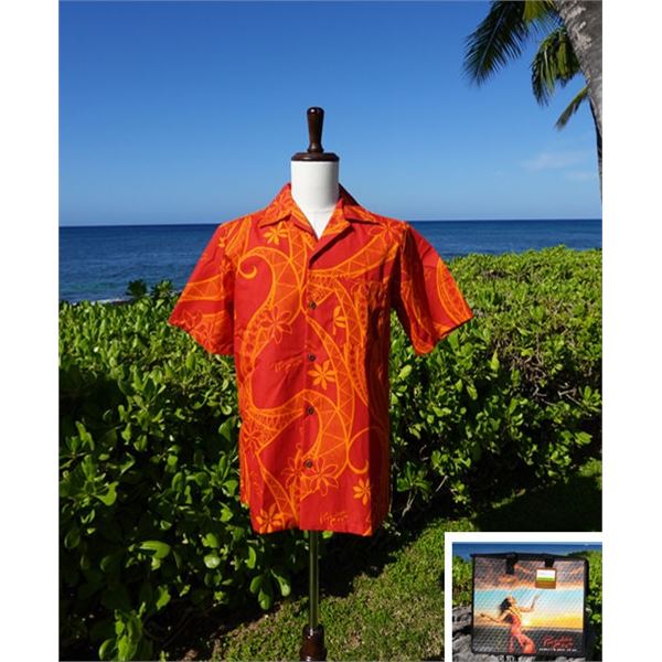 Qty 5 NEW Men's Red Aloha Shirts, Size S w/ Paradise Cove Hot/Cold Bag