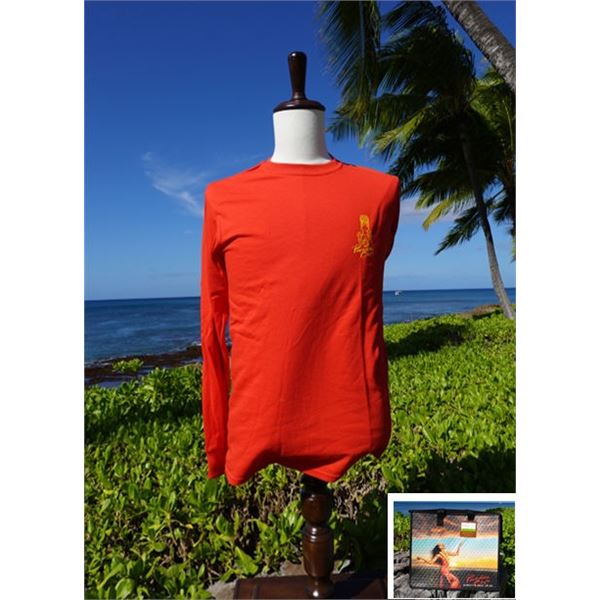 Qty 7 NEW Red Long Sleeve T-Shirts, Size 2XL w/ Paradise Cove Hot/Cold Bag