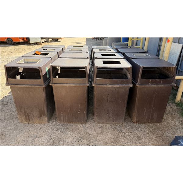 Qty 16 Outdoor Waste Containers w/ Hooded Tops 21" x 23" x 42"H