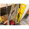 Image 7 : Multiple Cleaning Supplies: Brooms, Dust Pans, Waste Basket, Step Ladder, etc
