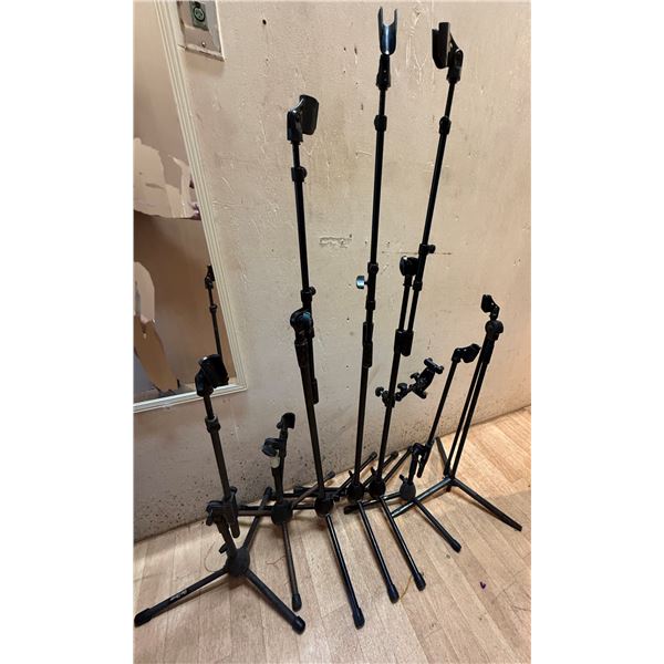 Qty 7 Metal Adjustable Microphone Stands