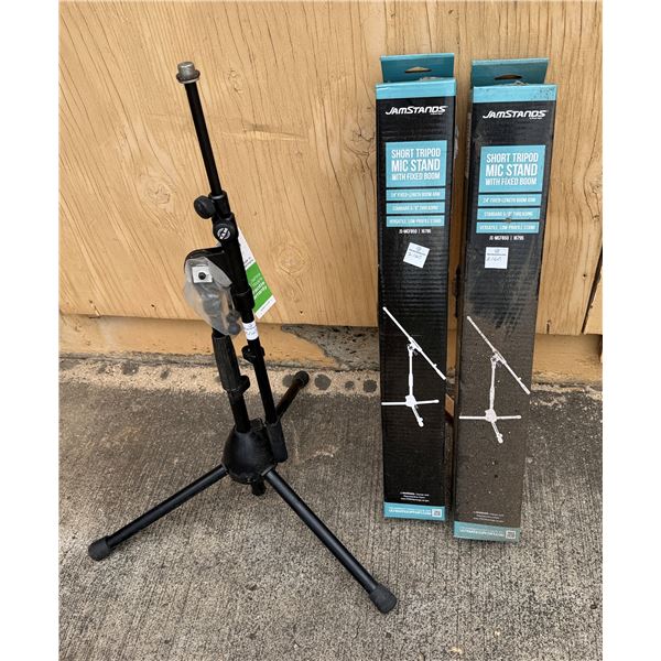 Qty 2 JamStands Short Tripod Mic Stands (New in Box) & 1 K&M Stand