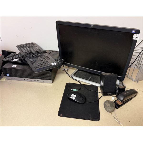 HP Monitor w/ HP LaserJet Printer, 2 Keyboards, etc
