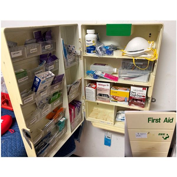 Zee First Aid Kit & Contents: Masks, Bandages, Aspirin, Antacid, etc