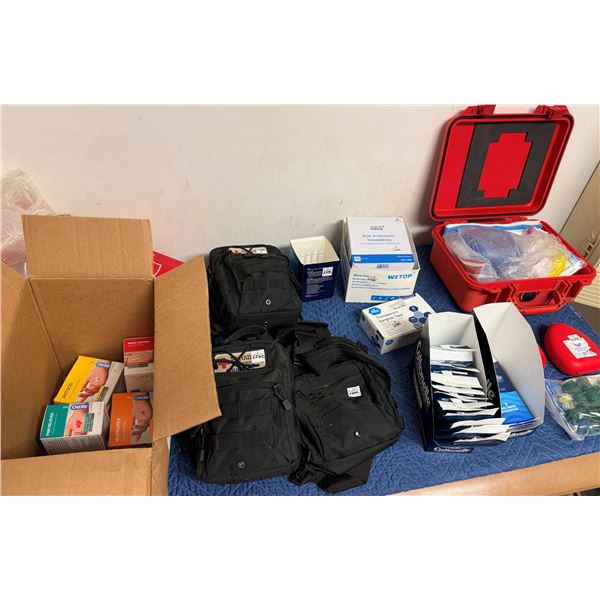 Multiple Medical Supplies: CPR Rescue Mask Kits, Wipes, Bandages, Tape, Fire Blankets, etc