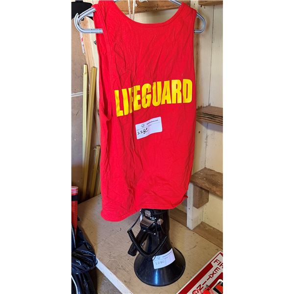 Lifeguard Shirt, Bullhorn & Caution Signs