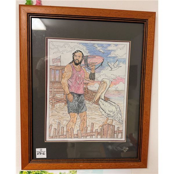 Lifeguard Artwork, Wood Framed & Matted