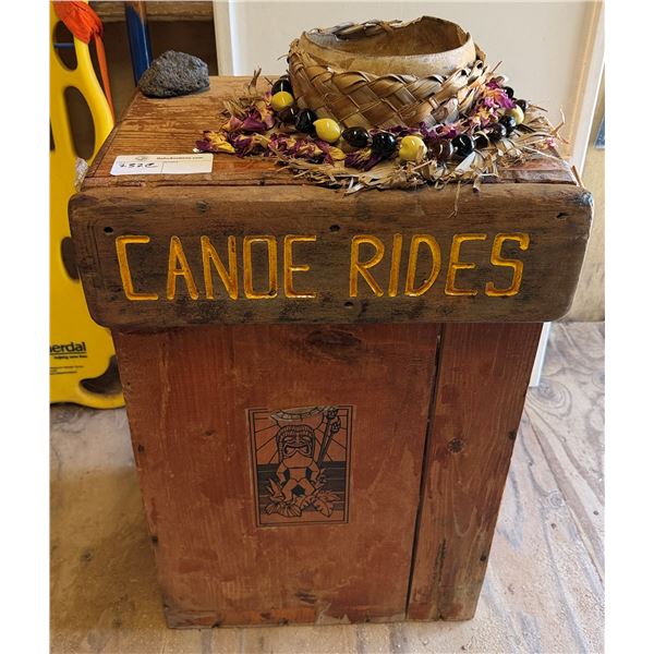 Canoe Rides Registration Stand w/ Lauhala Hat & Bowl 20" x 16" x 32"H