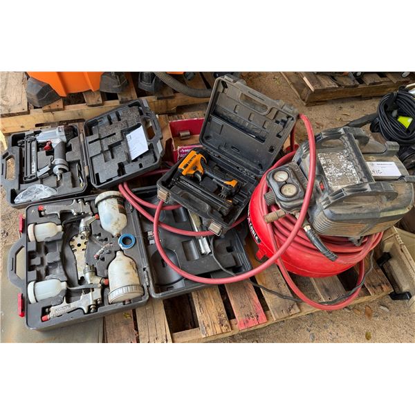 Porter-Cable 6-Gallon Electric Air Compressor, Nail Guns, Paint Sprayers in Cases, etc