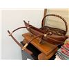 Image 2 : Carved Wooden Outrigger Canoe Structure on Wooden Base 18"L