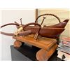 Image 3 : Carved Wooden Outrigger Canoe Structure on Wooden Base 18"L