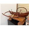 Image 4 : Carved Wooden Outrigger Canoe Structure on Wooden Base 18"L