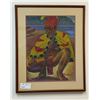 Image 1 : Hawaiian Warrior Artwork by Artist Pooloa, Framed & Matted 27" x 33"