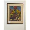 Image 2 : Hawaiian Warrior Artwork by Artist Pooloa, Framed & Matted 27" x 33"