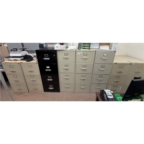 Qty 8 Metal Filing Cabinets: Four 4-Drawer & Four 3-Drawer