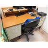 Image 1 : Metal Desk w/ Wood Top & Hutch w/ 5-Drawers & Rolling Chair (contents not included)