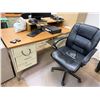 Image 3 : Metal Desk w/ Wood Top & Hutch w/ 5-Drawers & Rolling Chair (contents not included)