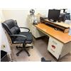 Image 6 : Metal Desk w/ Wood Top & Hutch w/ 5-Drawers & Rolling Chair (contents not included)
