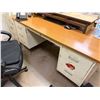 Image 7 : Metal Desk w/ Wood Top & Hutch w/ 5-Drawers & Rolling Chair (contents not included)