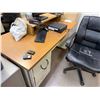 Image 9 : Metal Desk w/ Wood Top & Hutch w/ 5-Drawers & Rolling Chair (contents not included)