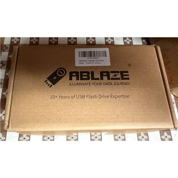 Box of 100 Ablaze 128 MB USB Flash Drives