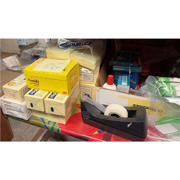 Multiple Post-It Pads, Misc Sizes, Tape Dispenser, Labels, Binder Clips, etc