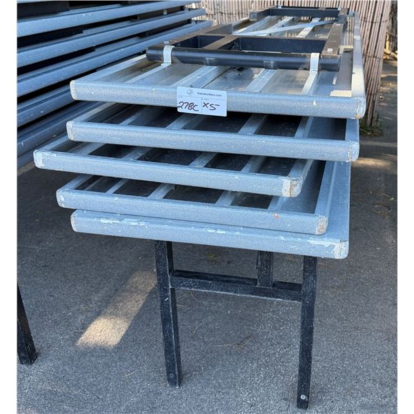 Qty 5 Gray Aluminum Folding Tables