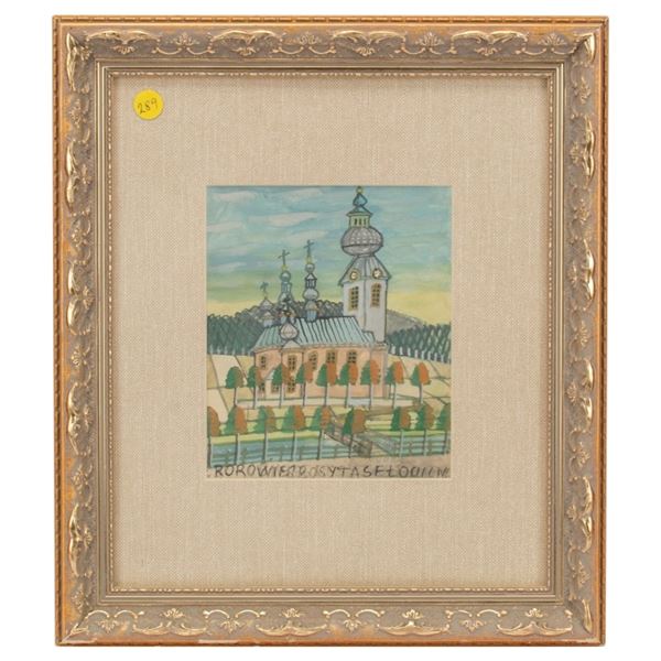 Nikifor Krynicki - Watercolor Painting of a Church