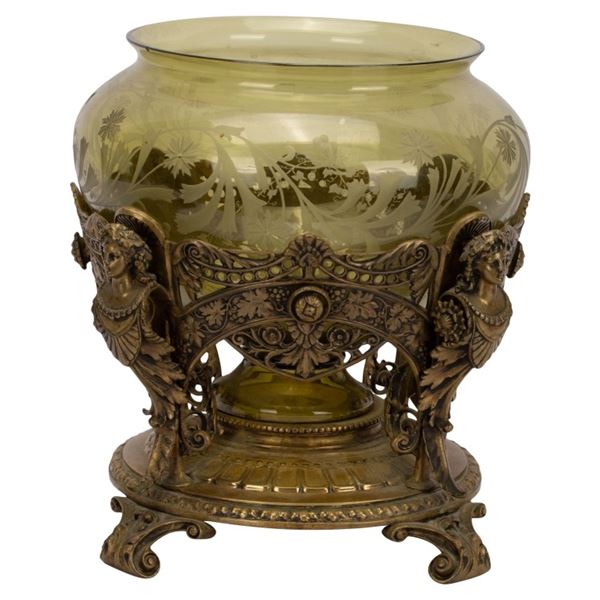 Art Nouveau Bronze Mounted Centerpiece Bowl