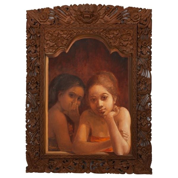 Abdul Aziz - Portrait Painting of Two Girls