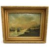 Image 1 : Harbor Scene Oil Painting, HBW