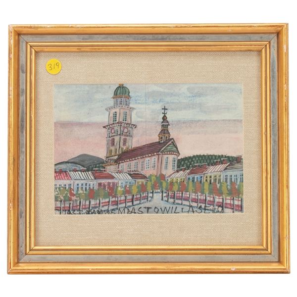 Nikifor Krynicki - Watercolor Church Scene