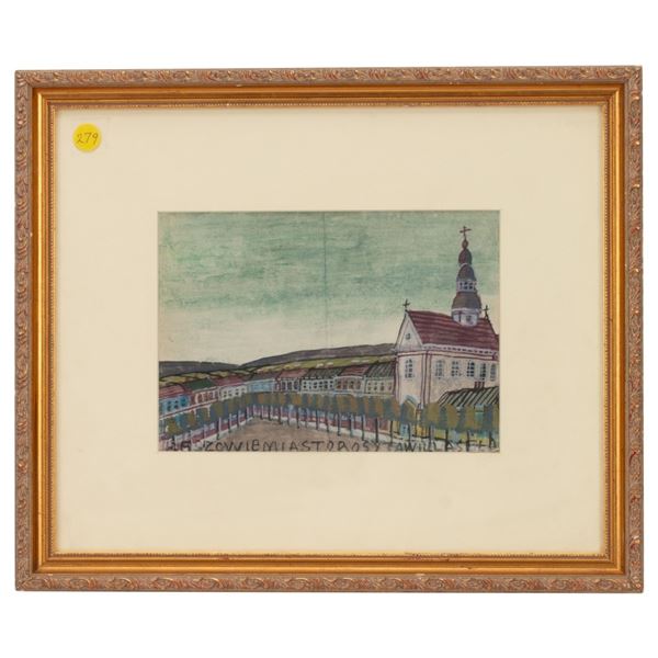Nikifor Krynicki - Watercolor Church Scene