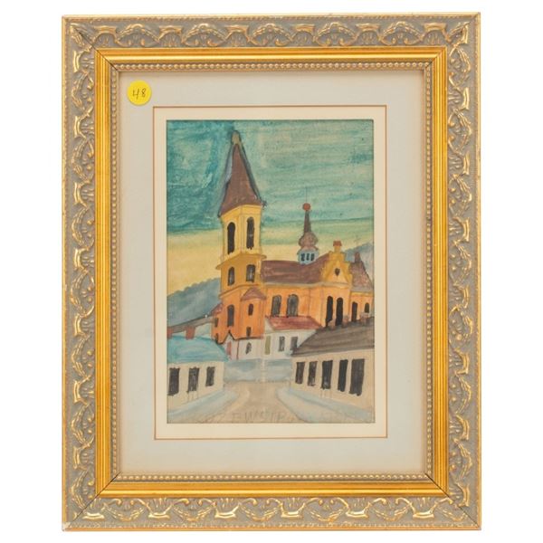 Nikifor Krynicki - Gouache Church Scene