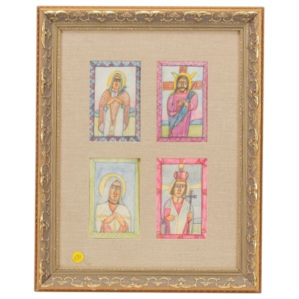 Nikifor Krynicki - Four Saint Portrait Drawings
