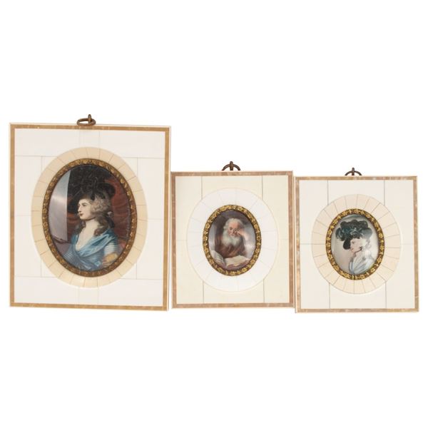 Three Framed Miniature Portraits