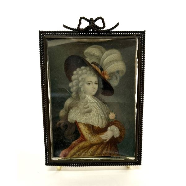 Miniature 18th C Portrait on Calf Skin Vellum