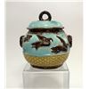 Image 10 : Majolica Flying Cranes Covered Sugar Bowl