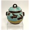 Image 1 : Majolica Flying Cranes Covered Sugar Bowl