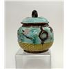 Image 7 : Majolica Flying Cranes Covered Sugar Bowl