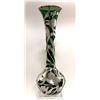 Image 1 : Art Nouveau Silver Overlay Emerald Glass Vase