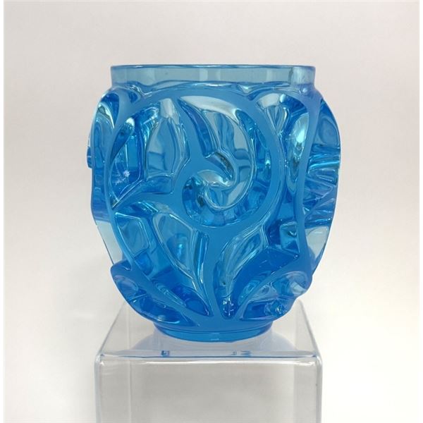 Lalique Crystal Tourbillons Blue Vase