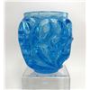 Image 8 : Lalique Crystal Tourbillons Blue Vase