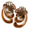 Image 2 : Retro 14K Rose Gold Flower Ribbon Ruby Ear Clips