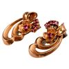 Image 3 : Retro 14K Rose Gold Flower Ribbon Ruby Ear Clips