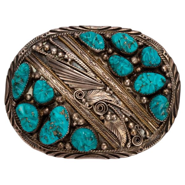 Justin Morris Navajo Sterling Turquoise Buckle