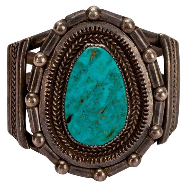 Native American Sterling Turquoise Cuff