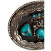 Image 4 : H.L. Zuni Sterling Turquoise Belt Buckle