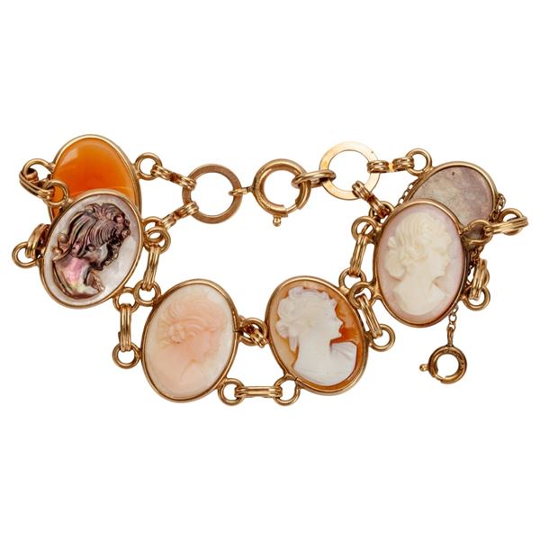 12K Gold Filled Cameo Line Bracelet